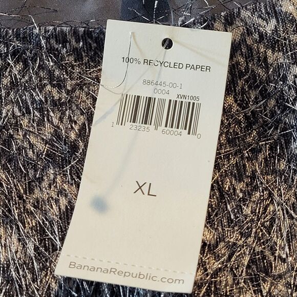 NEW Banana Republic X-Large Eyelash Tunic Blouse Fuzzy Gray Black Animal Print - Picture 11 of 13